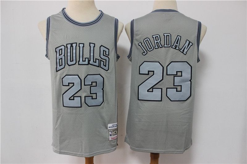 Men Chicago Bulls #23 Jordan Grey Vintage Limited Edition NBA Jersey
